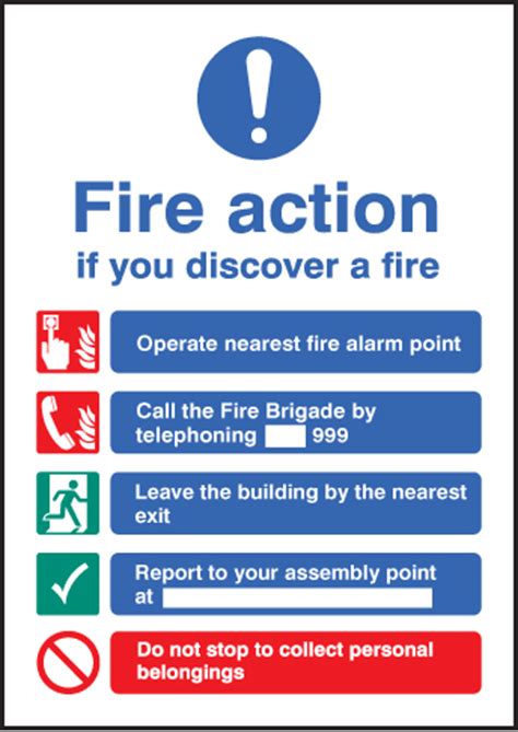 No fuego with icon sign. Fire Action Sign (A5) | SSP Print Factory