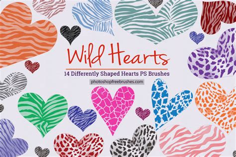 14 Wild Hearts Photoshop Brushes Photoshop Free Brushes