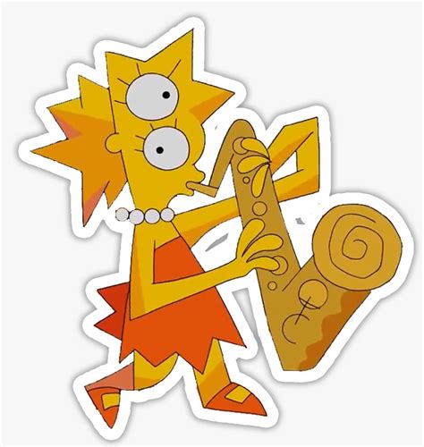 Lisa Simpson Playing Saxophone Cubist Style Sticker Pegatinas