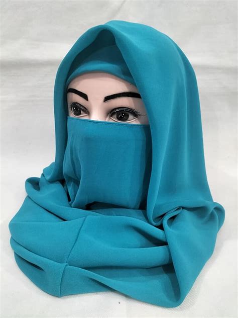 Plain Niqab Ready To Wear Peacock Blue Suzain Hijabs