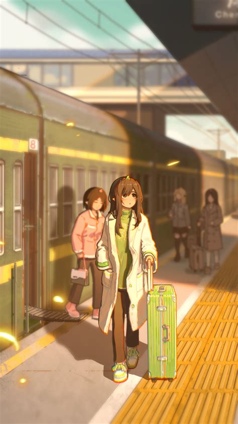 2160x3840 Anime Girl In Train Station Hands In Pocket Looking Away Sony