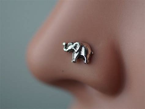 Nose Ring Nose Stud Nose Piercing Sterling Silver Tiny Baby Elephant