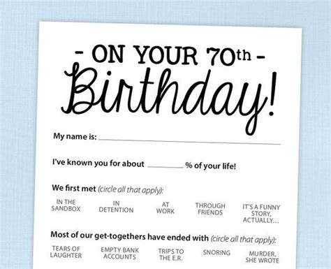 50th birthday party games, free printable games and activities for a dimension : Hosting a 70th birthday party? Learn more about the guest ...