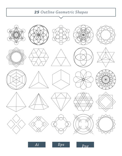 25 Outline Geometric Shapes By Dreamstale
