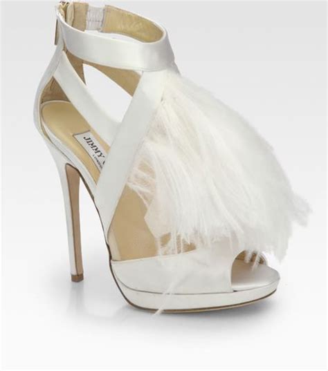 jimmy choo teazer ostrich feather satin platform sandals in white lyst