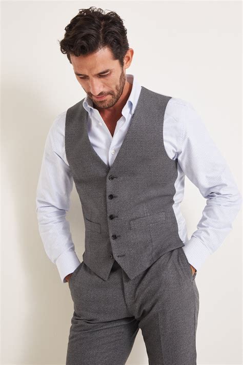 Moss 1851 Tailored Fit Grey Textured Waistcoat Buy Online At Moss