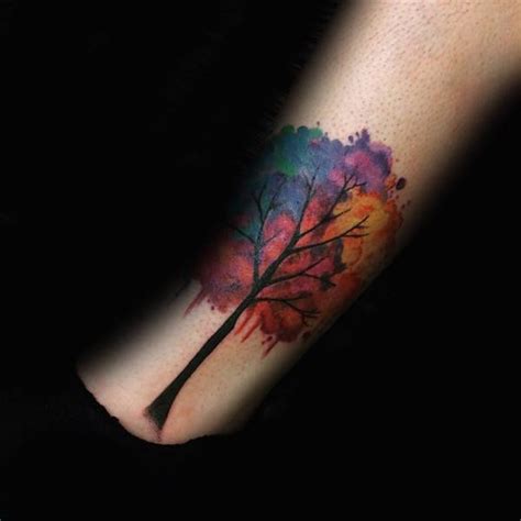 plethora of colors watercolor tree tattoo male forearm tree tattoo forearm tree tattoo men