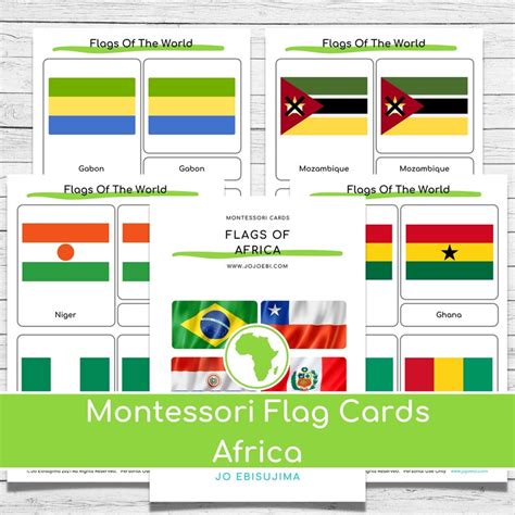 Montessori Flags Of Africa Nomenclature Cards And Puzzle Maps Three Part