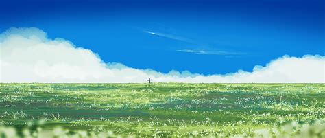 Download Grassland Anime Nature 4k Ultra Hd Wallpaper