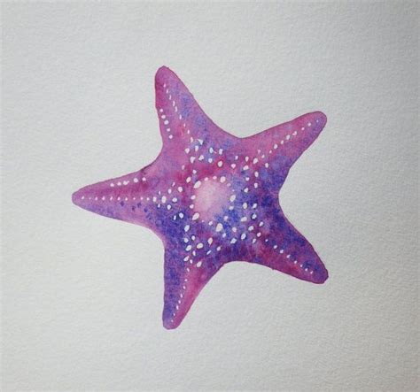Purple Starfish Original Watercolor Painting Tropical Nautical Marine