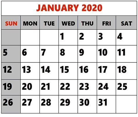 December 2019 And January 2020 Calendar Printable 12 Month Printable