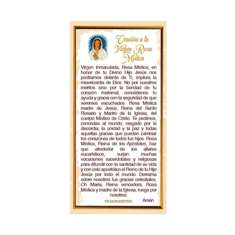 Estampa OraciÓn Virgen Rosa Mistica X 10 Unid 17001 Vii Sacramentos