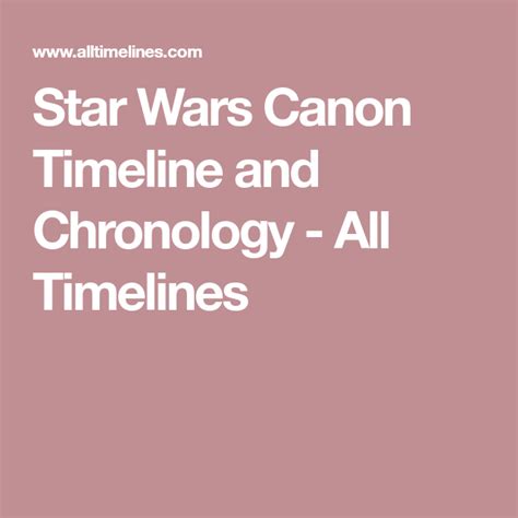 Star Wars Canon Timeline And Chronology All Timelines Star Wars