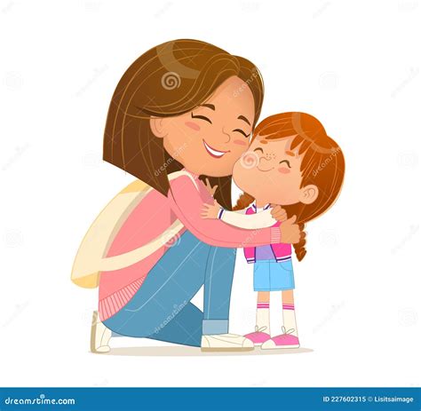 Mom And Daughter Hugging Vector 142188603