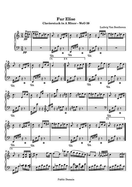 Für Elise Original Version Spartiti Musicali Musica Per Pianoforte