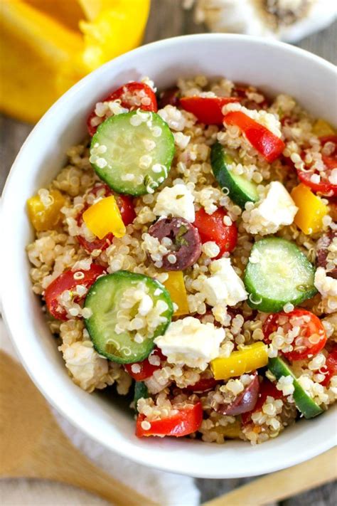 Colorful Quinoa Salad With Feta Recipe Salad Feta Vegetarian Recipes