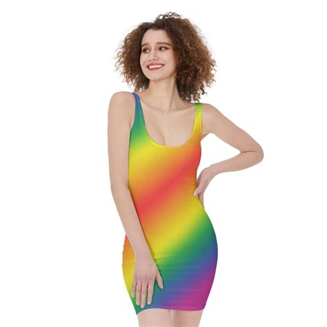Rainbow Bodycon Dress Etsy