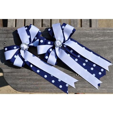 Navy Dot W Bling Ring Equestrian Hair Bows Found On Polyvore