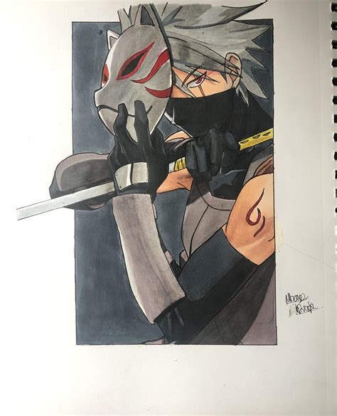 Kakashi Anbu Drawing Really Proud Of The Colouring Of This 🔥🔥 R