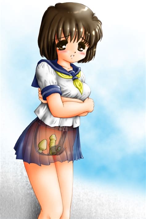 V Artist 1girl Anal Anal Object Insertion Bangs Blue Skirt