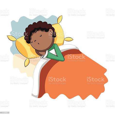Boy Sleeping In Bed Vector Illustration Stock Vector Art And More Images