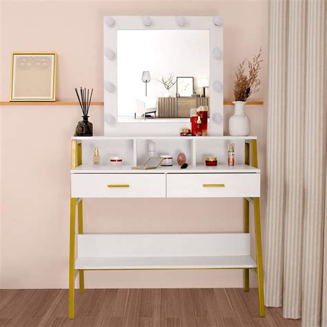 Ktaxon Vanity Table With Lighted Mirror Makeup Vanity Dressing Table