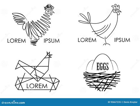 Set Of Logos Of A Poultry Farm Stock Vector Illustration Of Bird