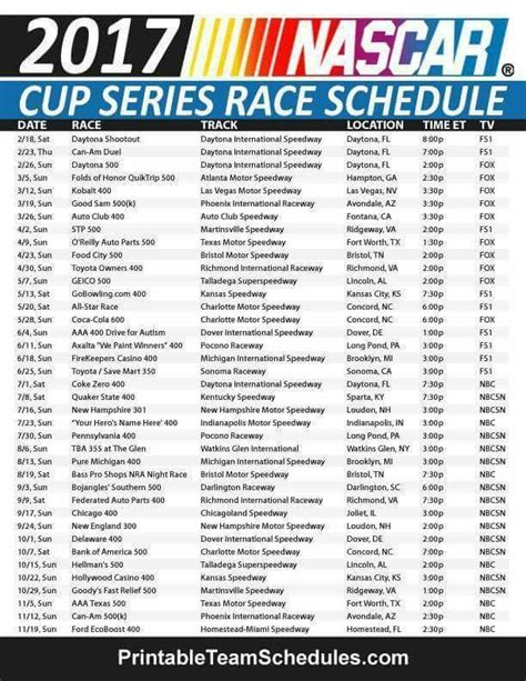 2023 Nascar Cup Series Schedule Printable