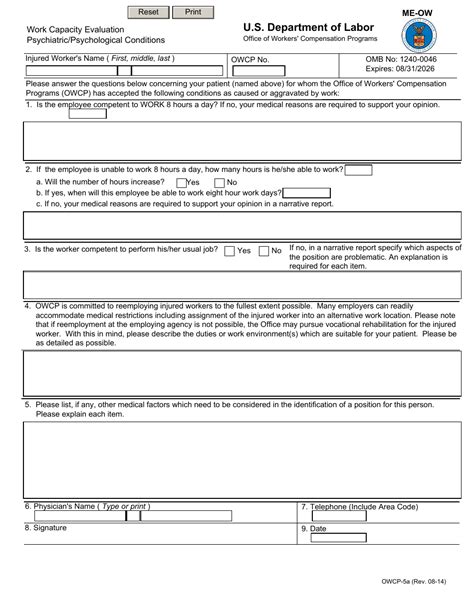 Form Owcp 5a Fill Out Sign Online And Download Fillable Pdf
