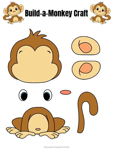 Easy Build A Monkey Craft For Kids With Free Template Simple Mom