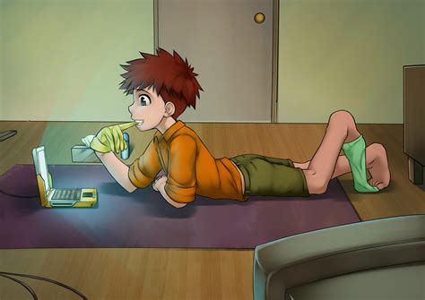 Wangdangle Izumi Koshiro Digimon Absurdres Highres Boy Computer