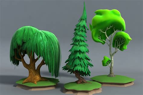 Stylized 3d Trees Иллюстрации Уроки рисования Игровой дизайн