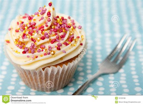 Cupcake With A Fork On A Spotty Napkin Stock Photo Image Of Fresh