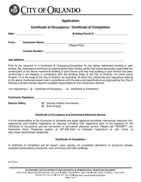 Certificate Of Occupancy Form Templates Pdf Download Fill And Print