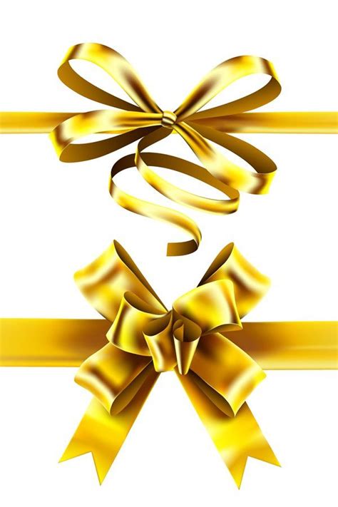 Realistic Golden Ribbons With Bows Holiday Gift Gold Ribbon Elements Design
