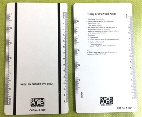 Snellen And Rosenbaum Pocket Eye Chart Pack Of 2 Cards Free Shipping