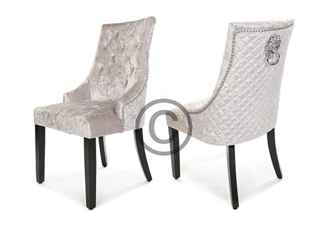 Choose from opulent leather effect, country style wood and modern upholstered. New Crushed Velvet Dining Chair Silver Quilted Lion ...