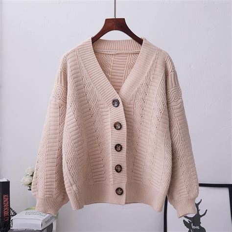 Women New Korean Large Size Single Breasted Knitted Cardigan Lazy Wind