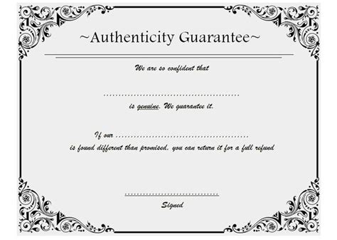 Certificate Of Authenticity Jewellery Free Two Package Pertaining