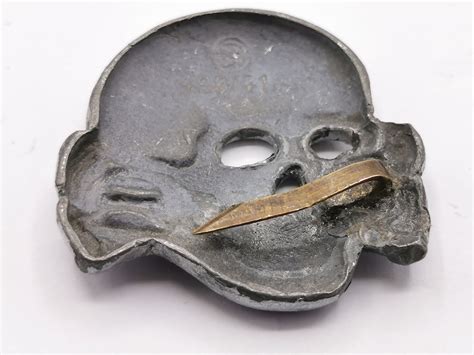 Ww2 German Nazi Rare Waffen Ss Totenkopf Visor Cap Skull Insignia Rzm