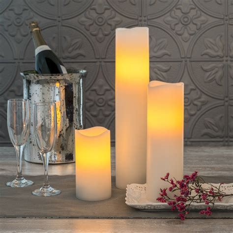 Flameless Candles Pillar Candles Tall Ivory Distressed