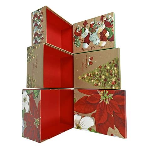 Alef Elegant Decorative Holiday Themed Nesting T Boxes 3 Boxes