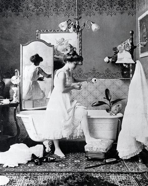 Victorian Lady Preparing Her Bath By Bettmann