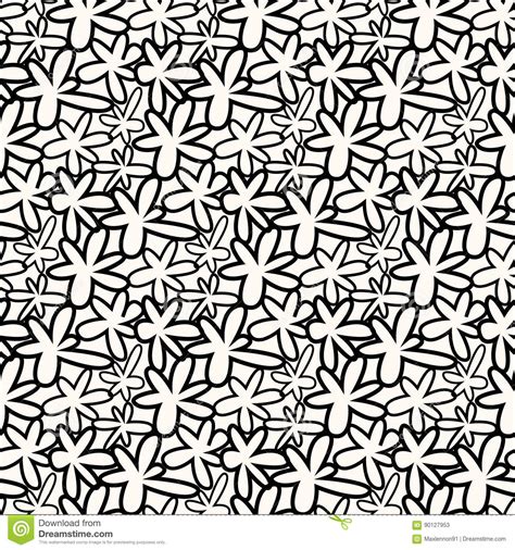 Abstract Floral Pattern Seamless Background Black And White Ornament