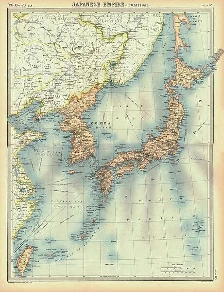 Political Map Of The Japanese Empire Early 20th Century Photos Framed