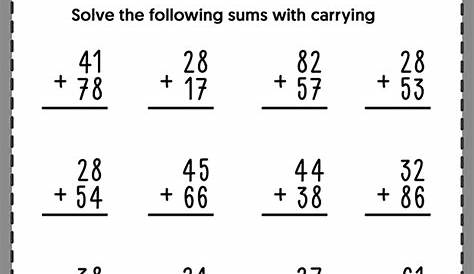 2 Digit Addition Worksheets with Carrying