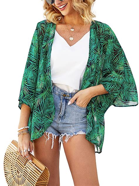 women casual kimono cardigan loose chiffon summer beach cover up tops blouse tee department