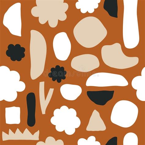 Bohemian Modern Chic Brown Seamless Pattern With Abstract Shapes In