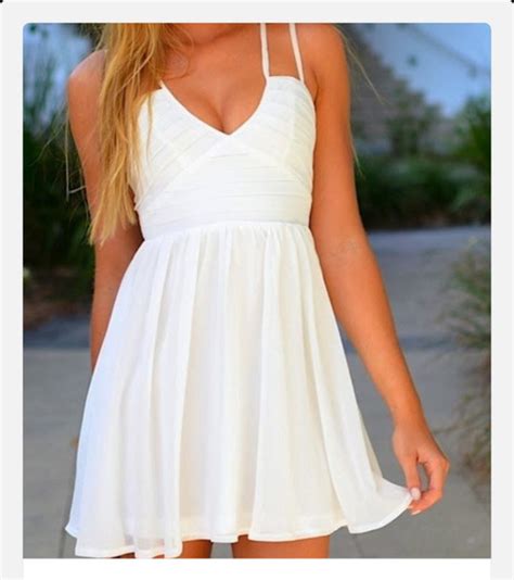 Dress White Dress Summer Dress Flowy Thin Straps Double Thin