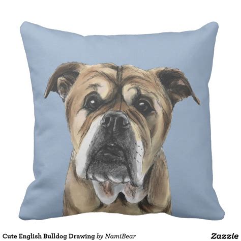Cute English Bulldog Drawing Throw Pillow | Zazzle.com | Bulldog drawing, English bulldog, Bulldog